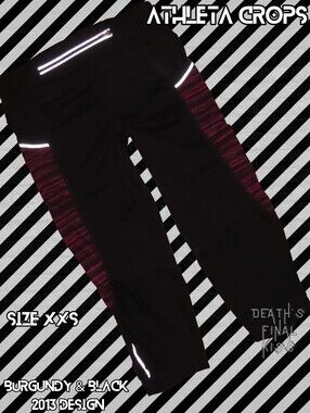 Athleta Burgundy Black Space-dye Cropped Leggings Pockets Roller Derby Lifting
